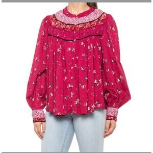 Free People Paloma Printed Blouse Sz XS